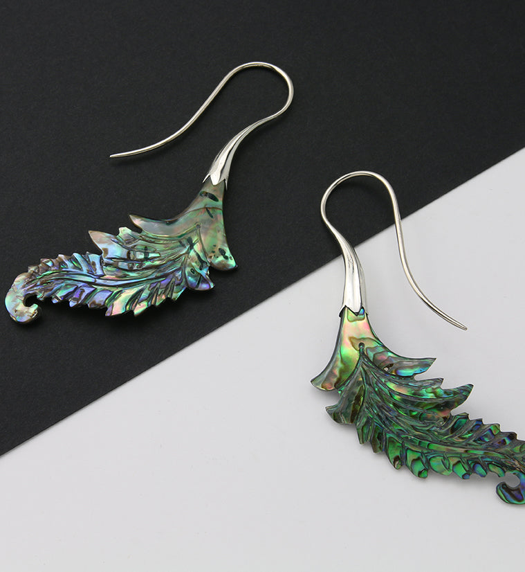 18G Feather White Brass Abalone Hangers / Earrings