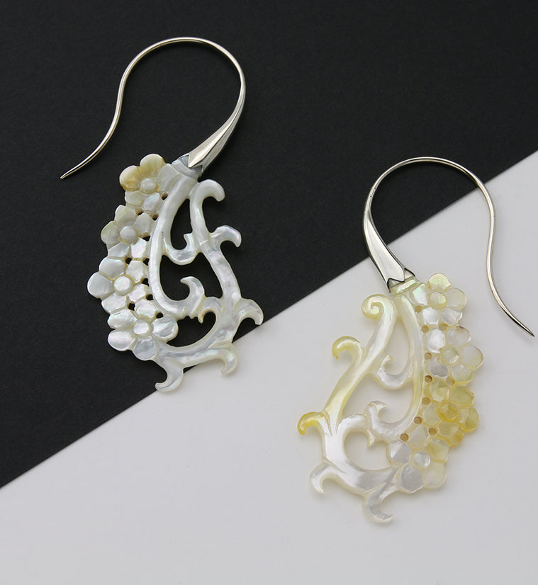 18G Floral White Brass MOP Hangers / Earrings