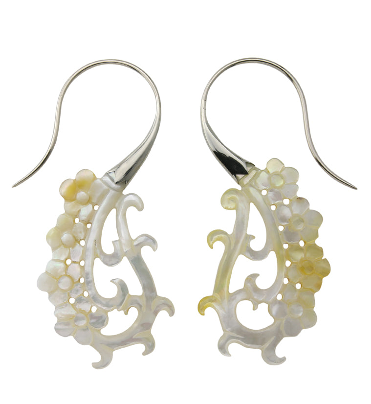 18G Floral White Brass MOP Hangers / Earrings