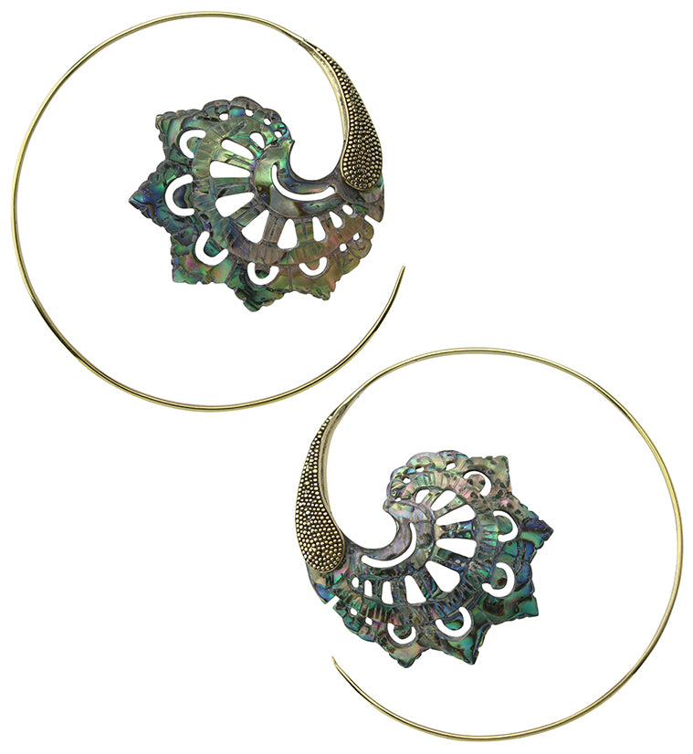 18G Florid Brass Abalone Hangers / Earrings