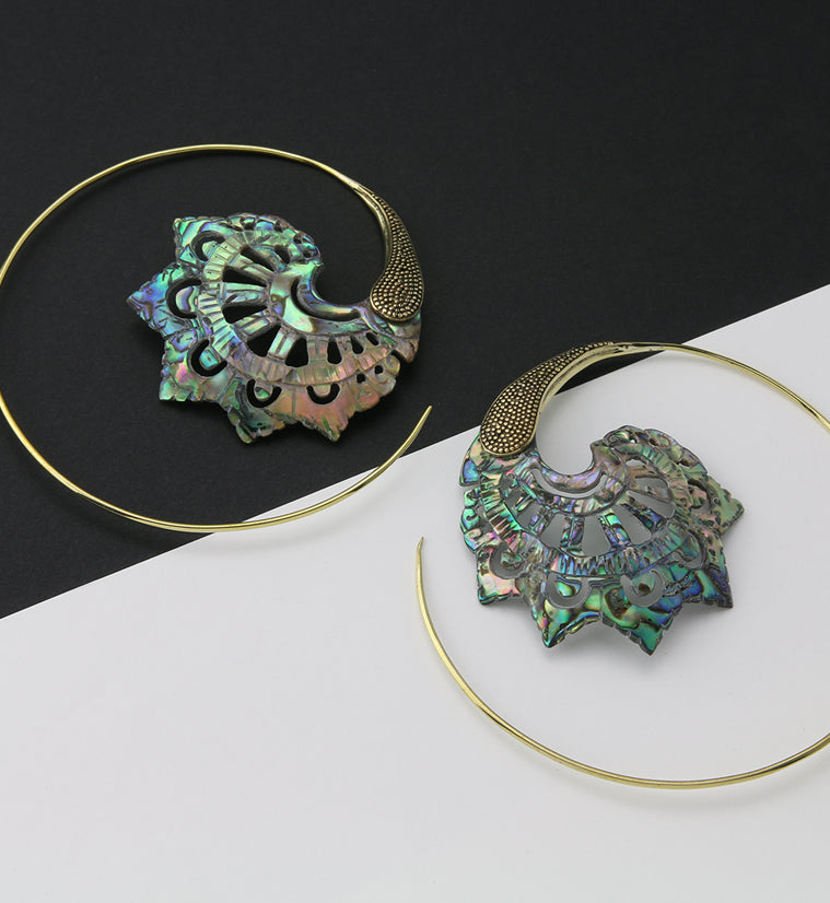 18G Florid Brass Abalone Hangers / Earrings