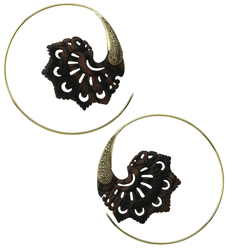 18G Florid Brass Areng Wood Hangers / Earrings