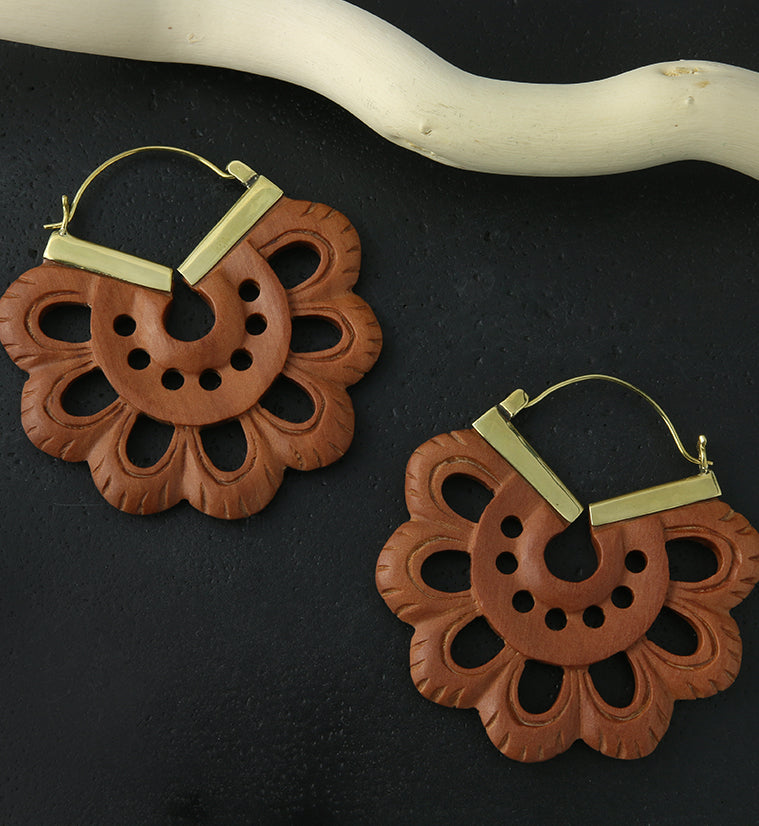 18G Flower Wooden Hangers / Earrings