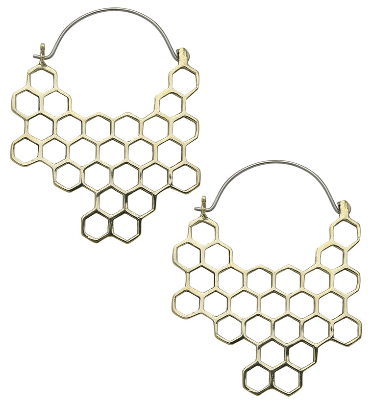 18G Honeycomb Brass Earrings