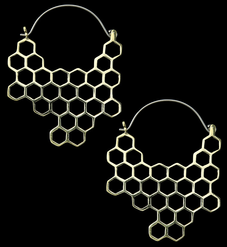 18G Honeycomb Brass Earrings