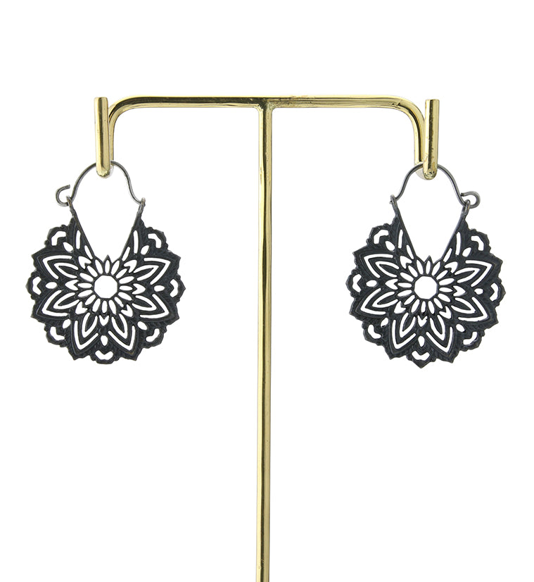 18G Ornate Mandala Black Brass Earrings