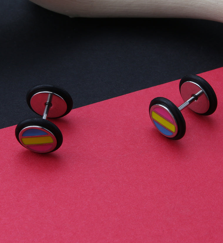 18G Pansexual Pride Fake Plugs - Gauges