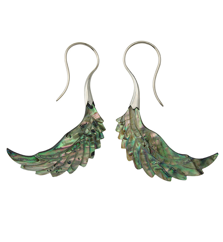 18G Pinion White Brass Abalone Hangers / Earrings