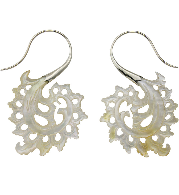 18G Plume White Brass MOP Hangers / Earrings