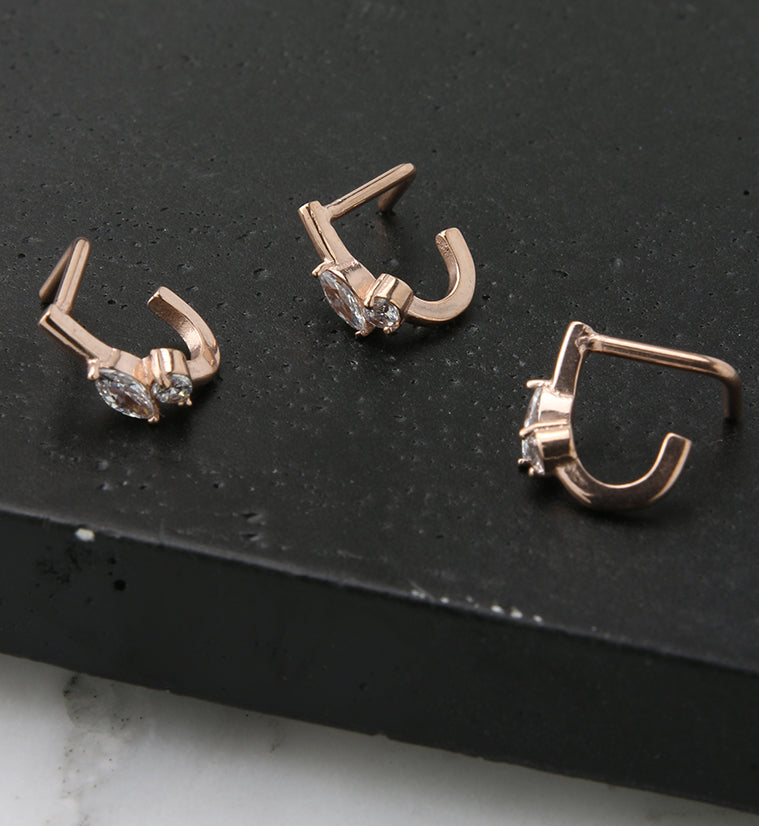 18G Rose Gold PVD Empress CZ Nose Curve