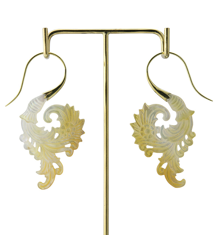 18G Sprig Brass MOP Hangers / Earrings