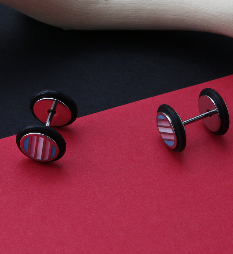 18G Transgender Pride Fake Plugs - Gauges