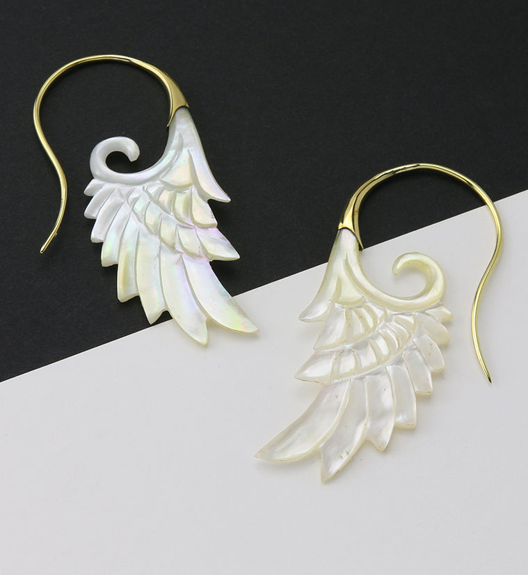 18G Wing Brass MOP Hangers / Earrings