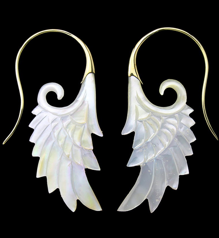 18G Wing Brass MOP Hangers / Earrings