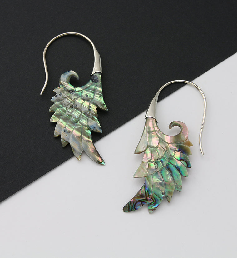 18G Wing White Brass Abalone Hangers / Earrings