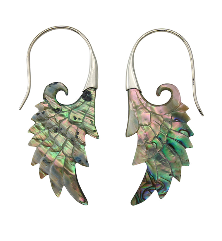 18G Wing White Brass Abalone Hangers / Earrings