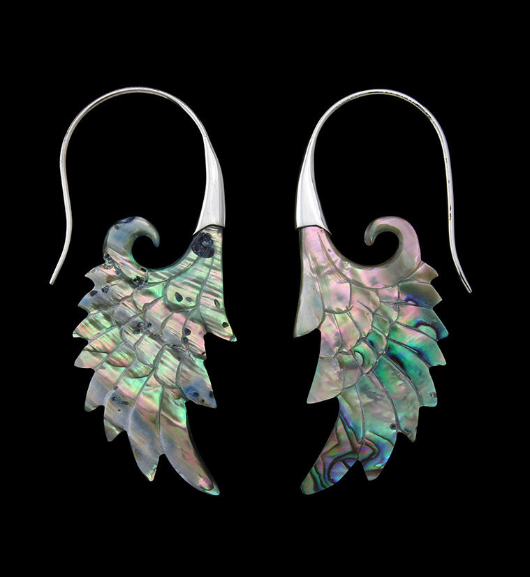 18G Wing White Brass Abalone Hangers / Earrings