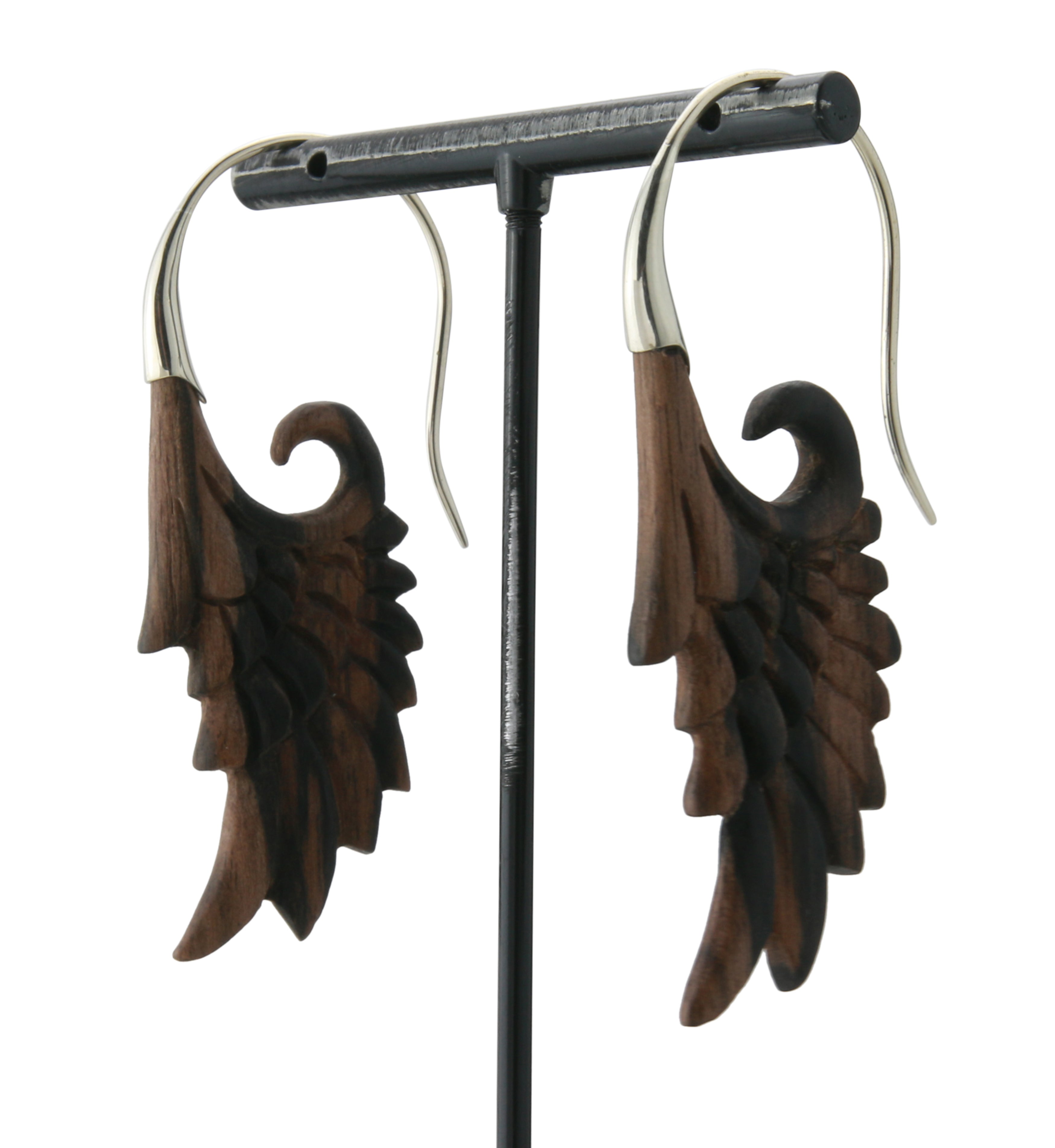 18G Wing White Brass Wood Hangers / Earrings