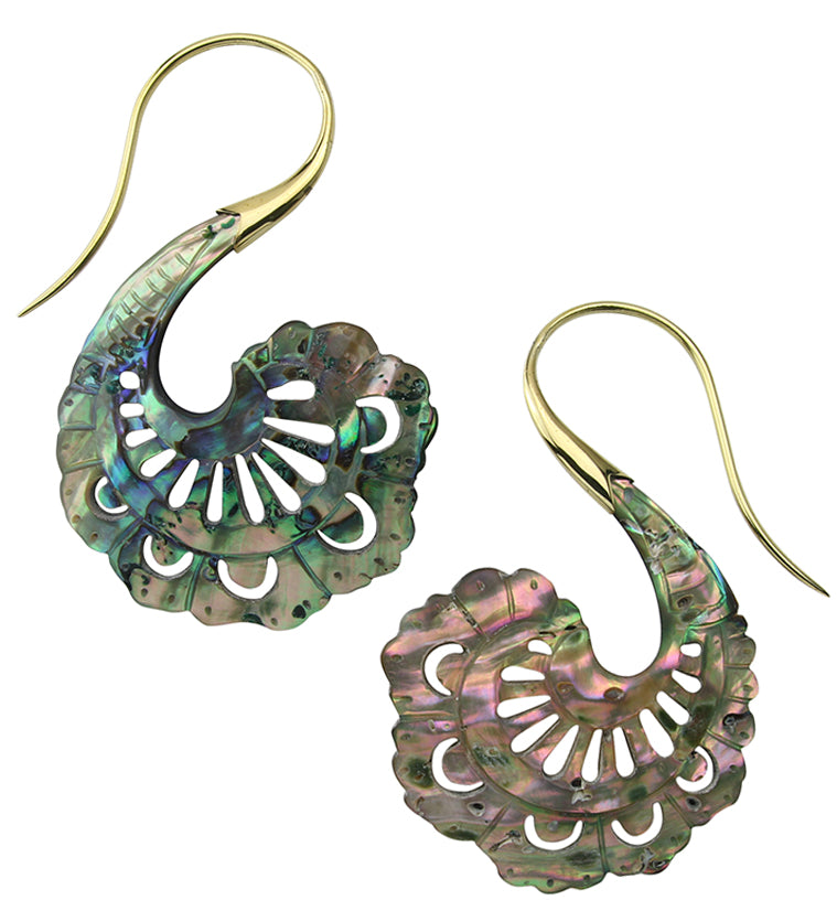 18G Aigrette Brass Abalone Hangers / Earrings