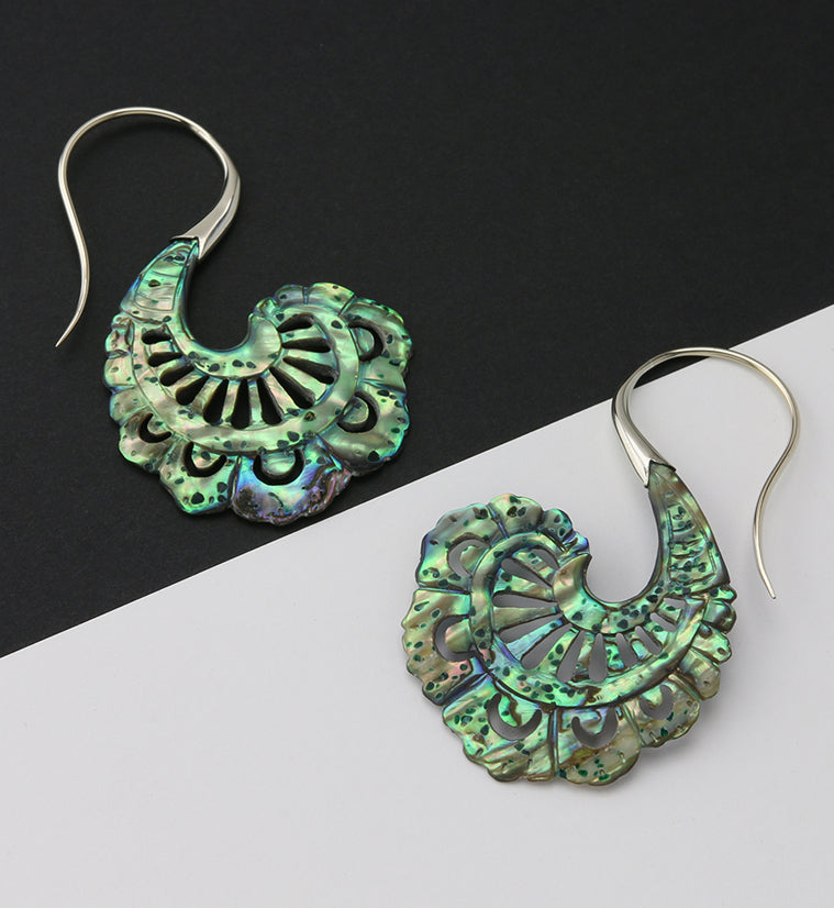 18G Aigrette White Brass Abalone Hangers / Earrings