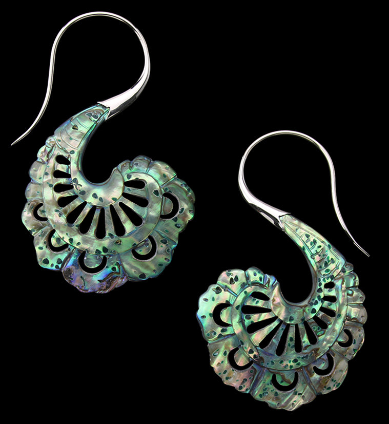 18G Aigrette White Brass Abalone Hangers / Earrings
