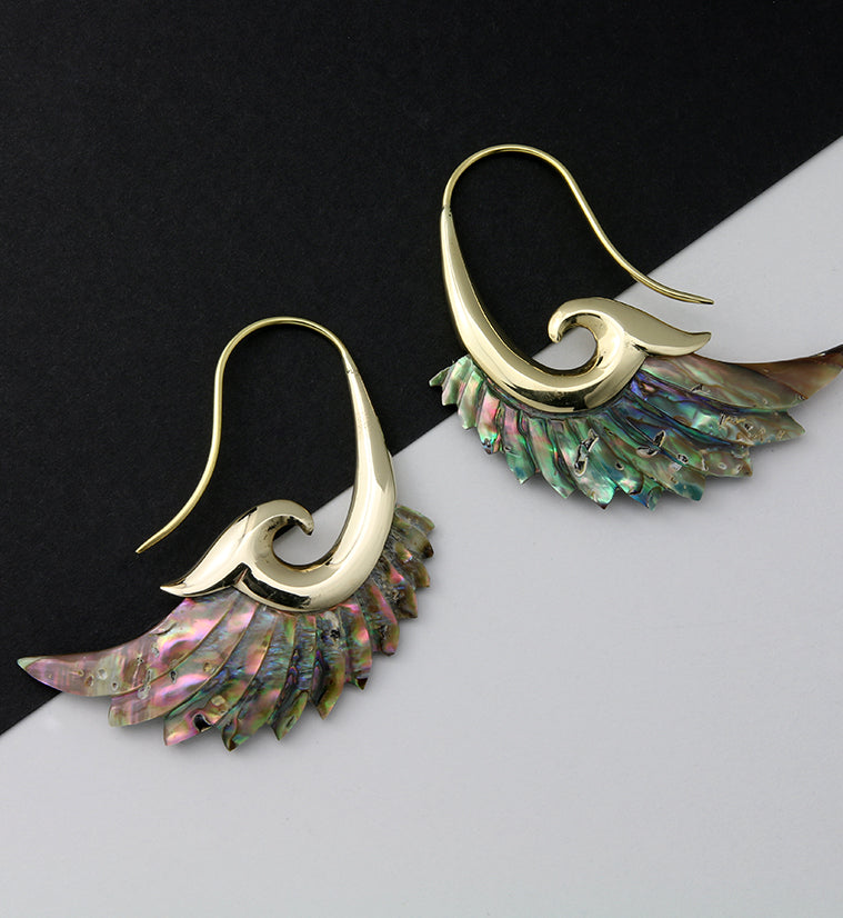 18G Aileron Brass Abalone Hangers / Earrings