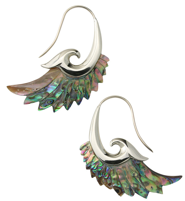 18G Aileron White Brass Abalone Hangers / Earrings