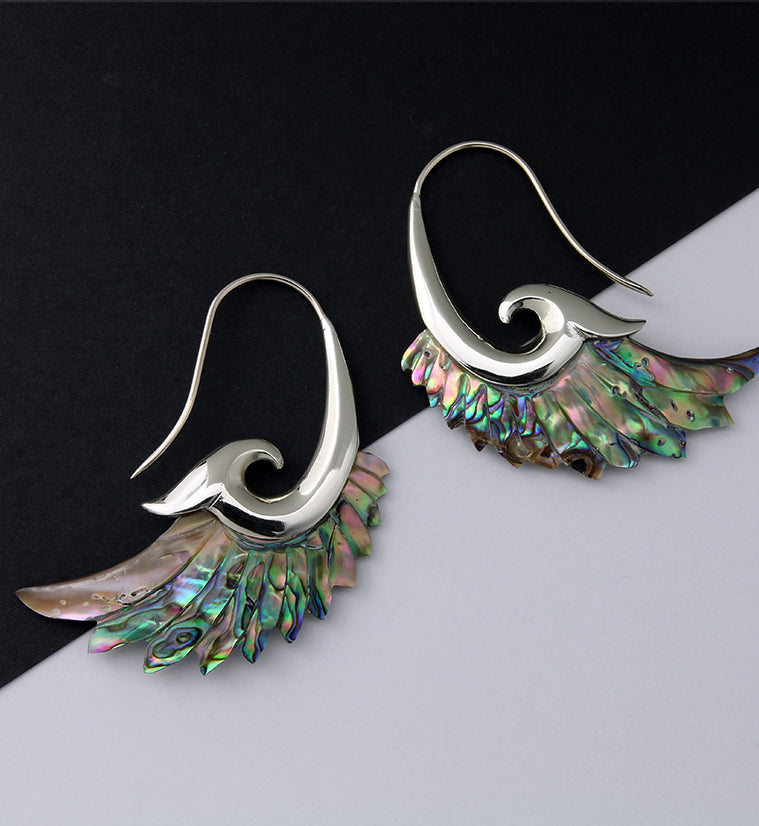 18G Aileron White Brass Abalone Hangers / Earrings
