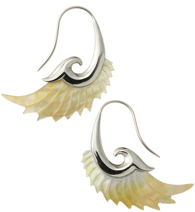 18G Aileron White Brass MOP Hangers / Earrings