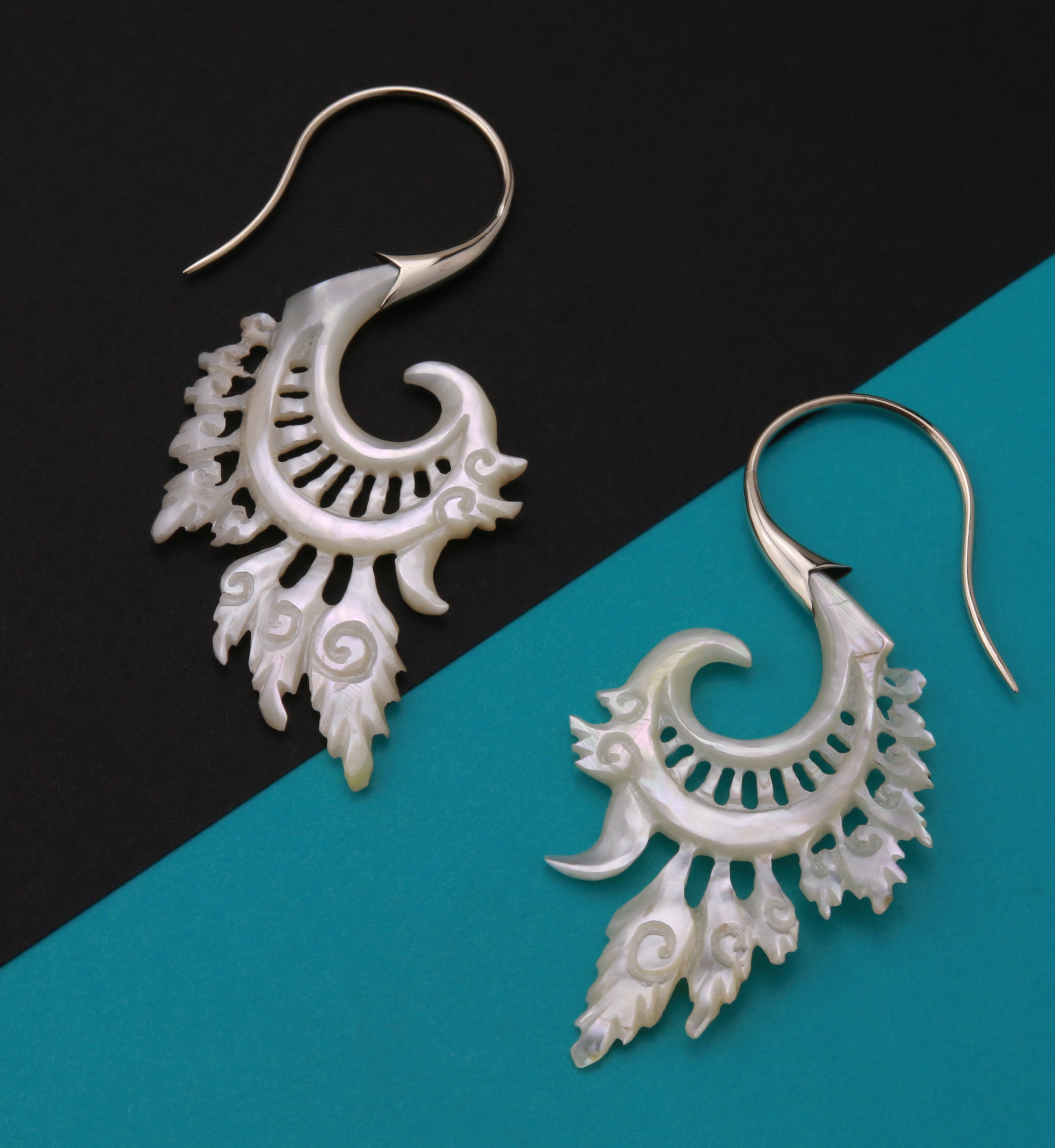 18G Alary White Brass MOP Hangers / Earrings