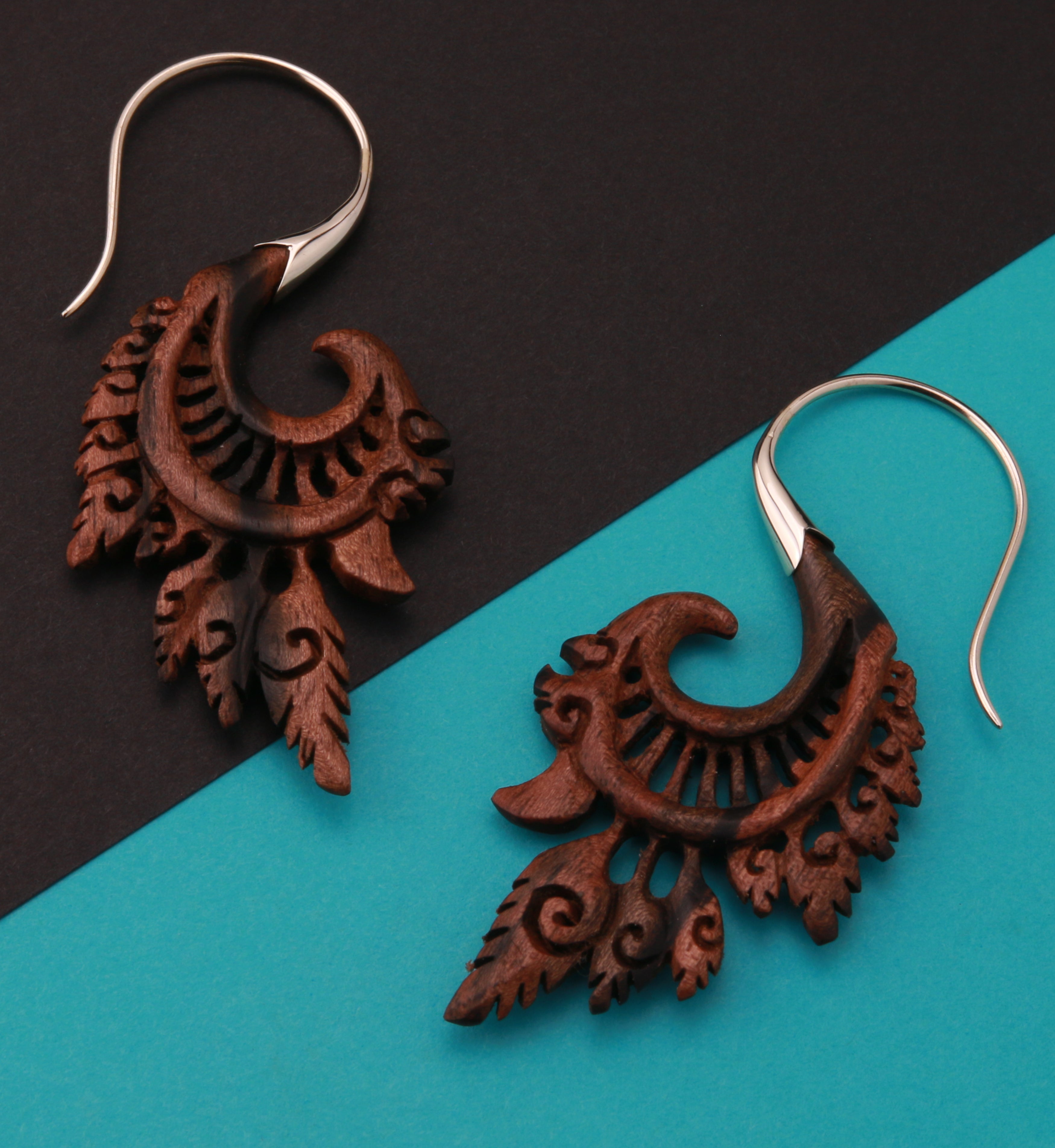 18G Alary White Brass Wood Hangers / Earrings