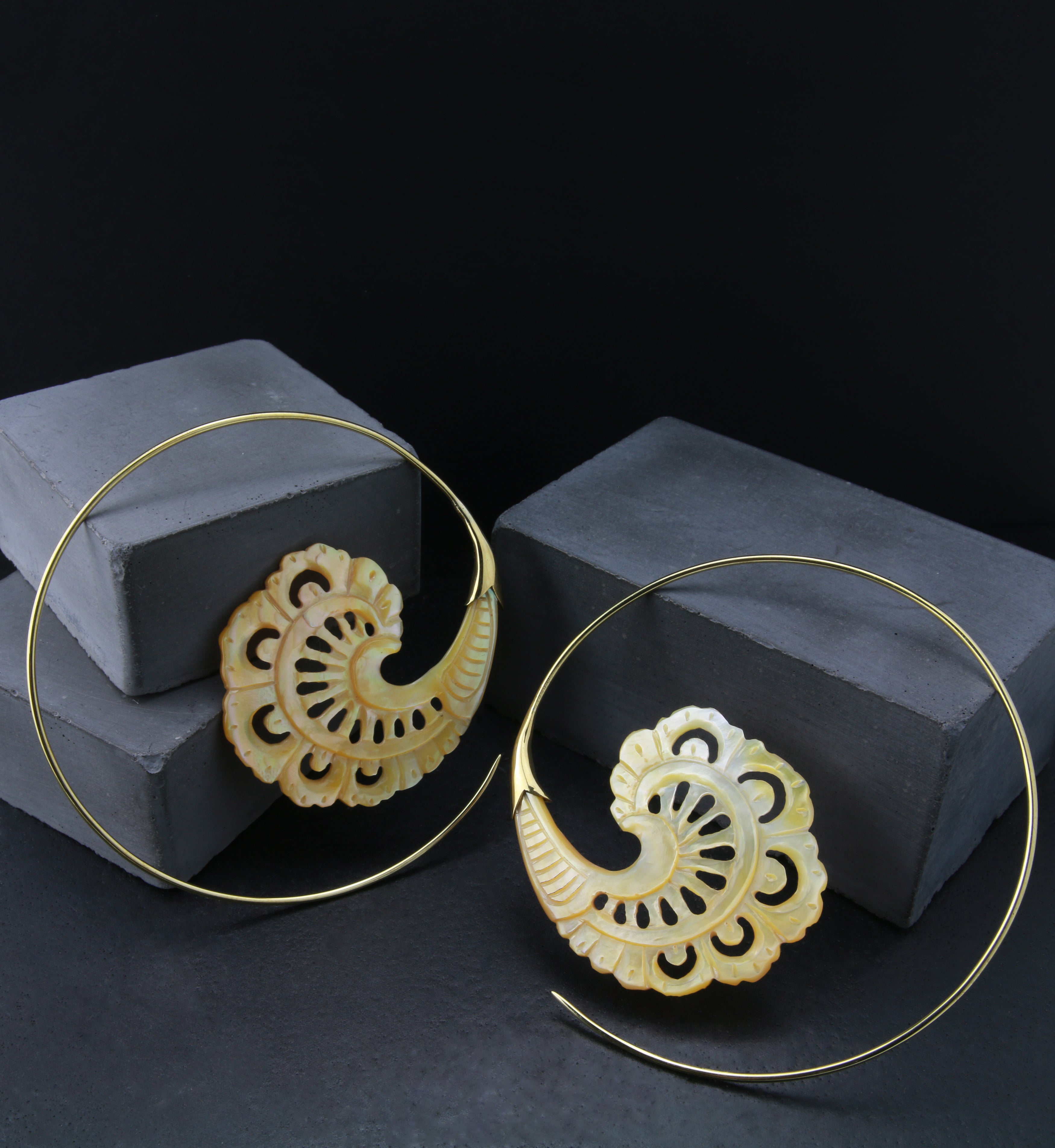 18G Baroque Brass MOP Hangers / Earrings