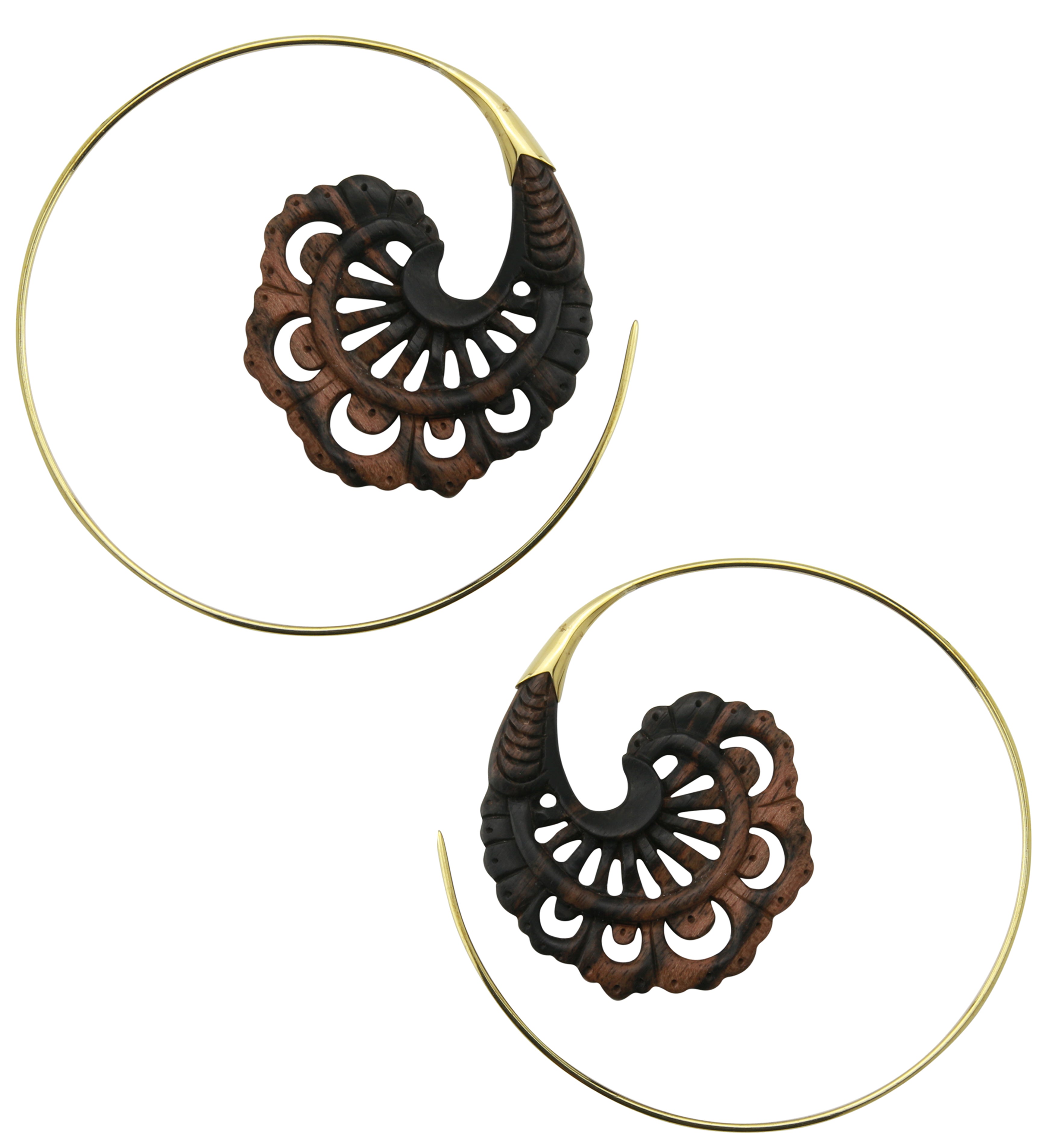 18G Baroque Brass Wood Hangers / Earrings
