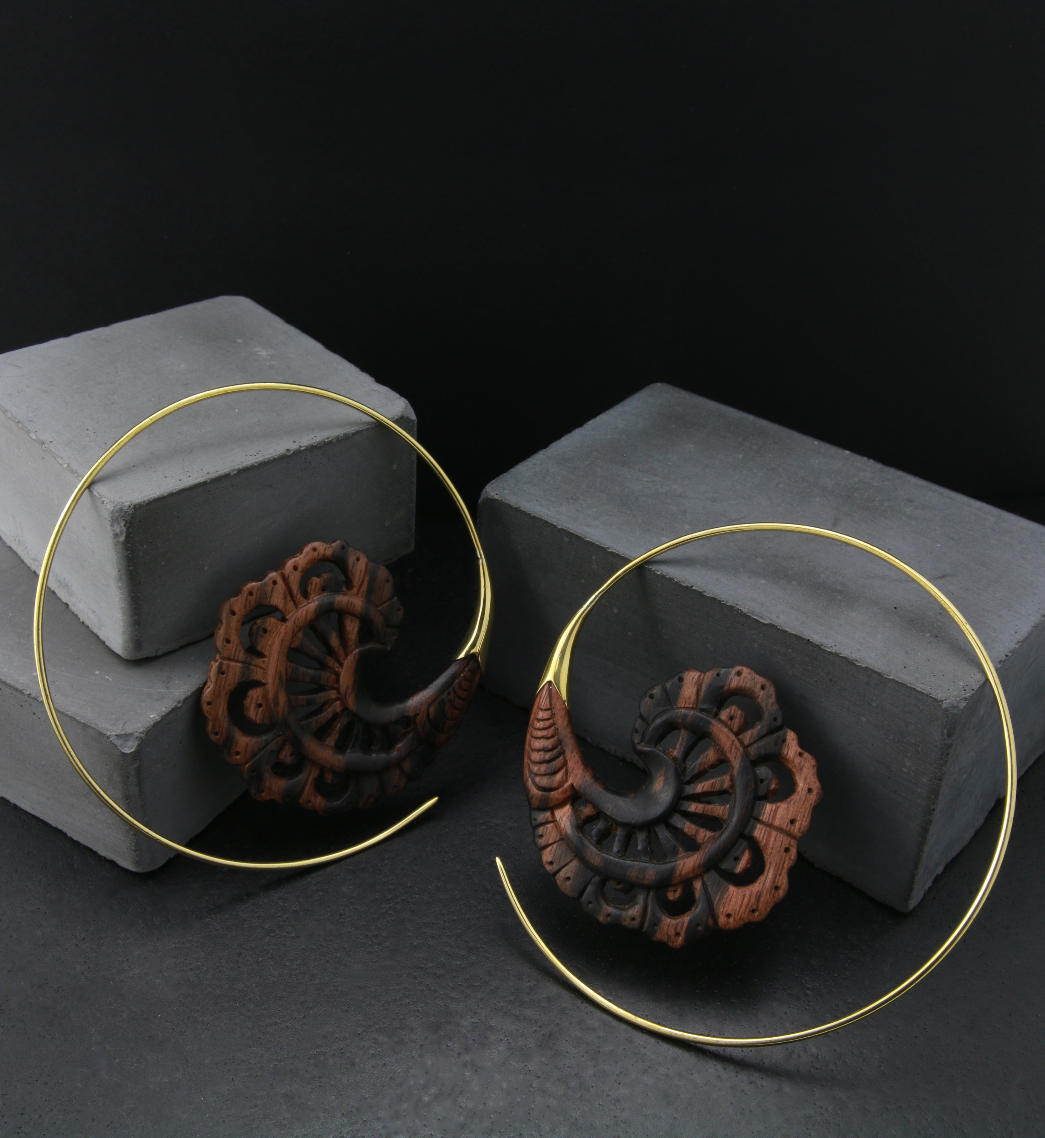 18G Baroque Brass Wood Hangers / Earrings