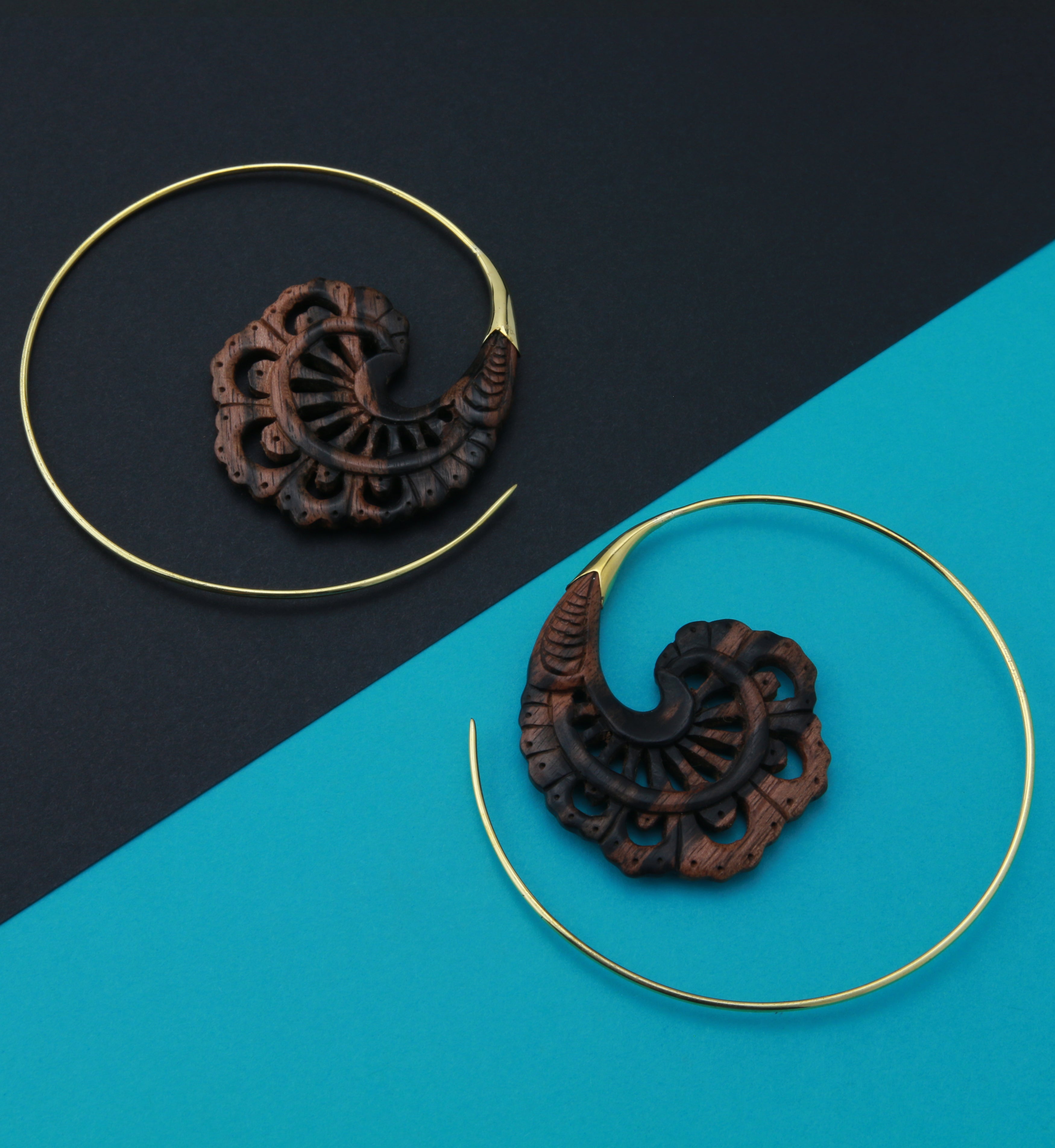 18G Baroque Brass Wood Hangers / Earrings