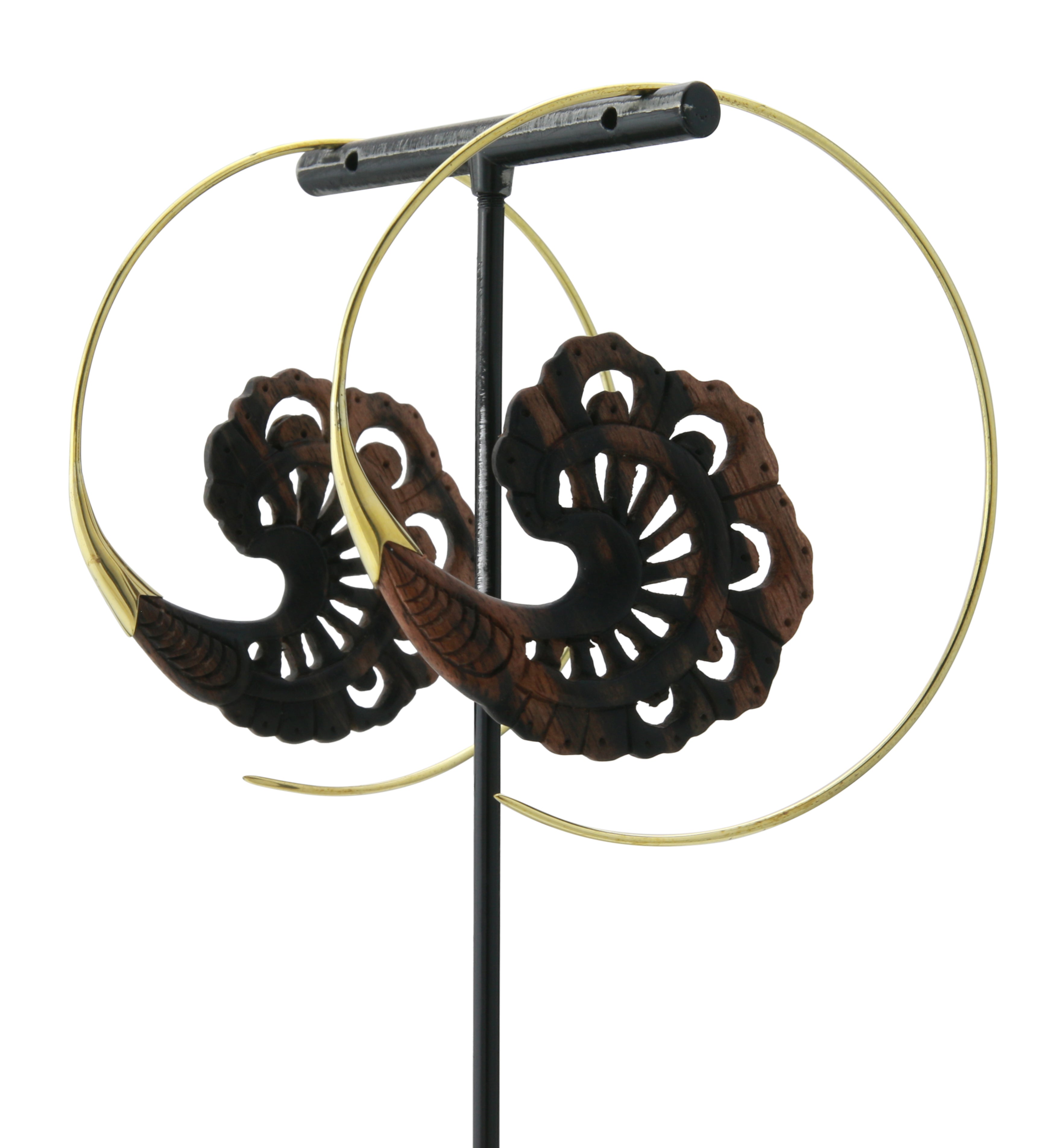 18G Baroque Brass Wood Hangers / Earrings