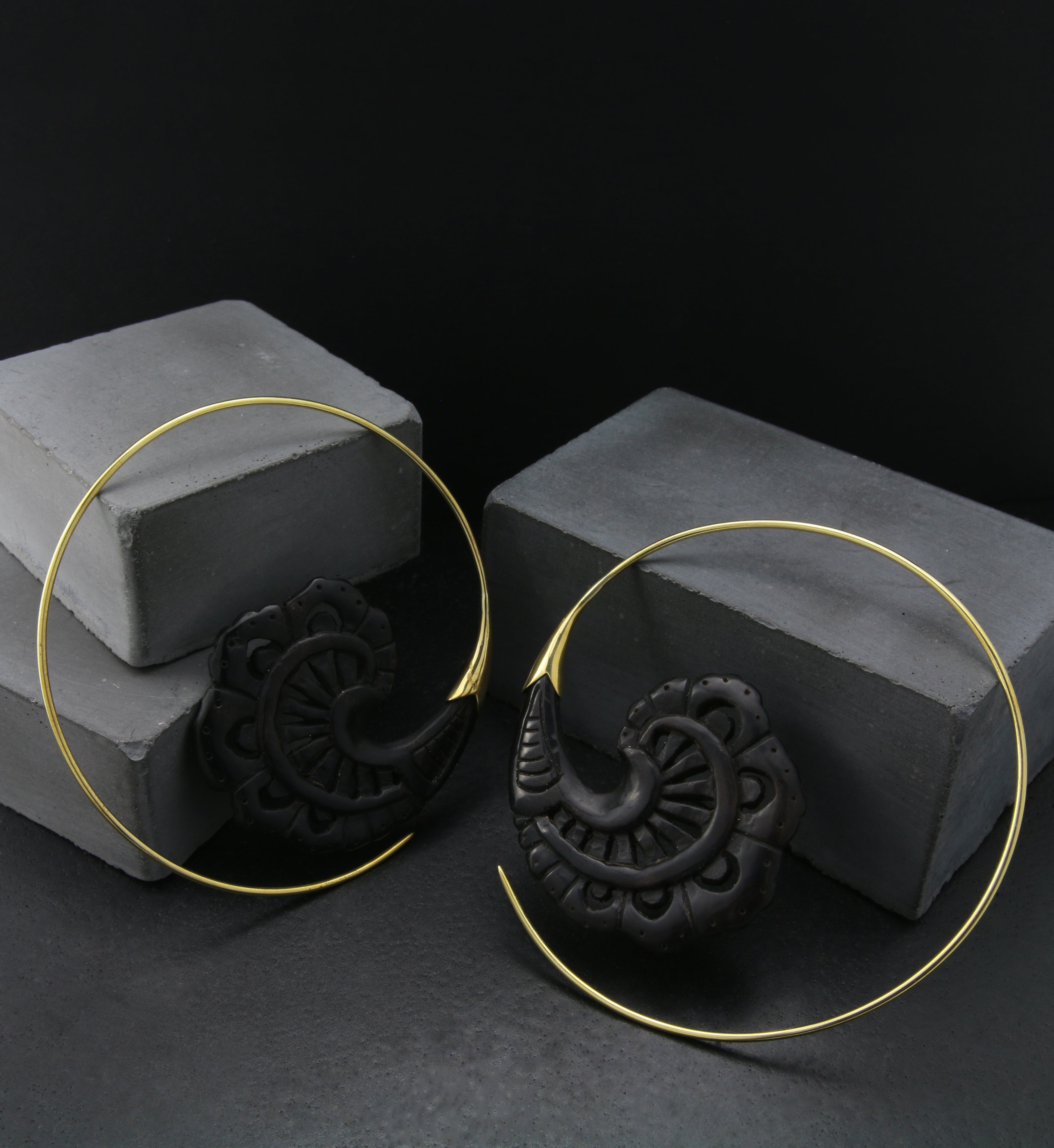 18G Baroque Horn Brass Hangers / Earrings