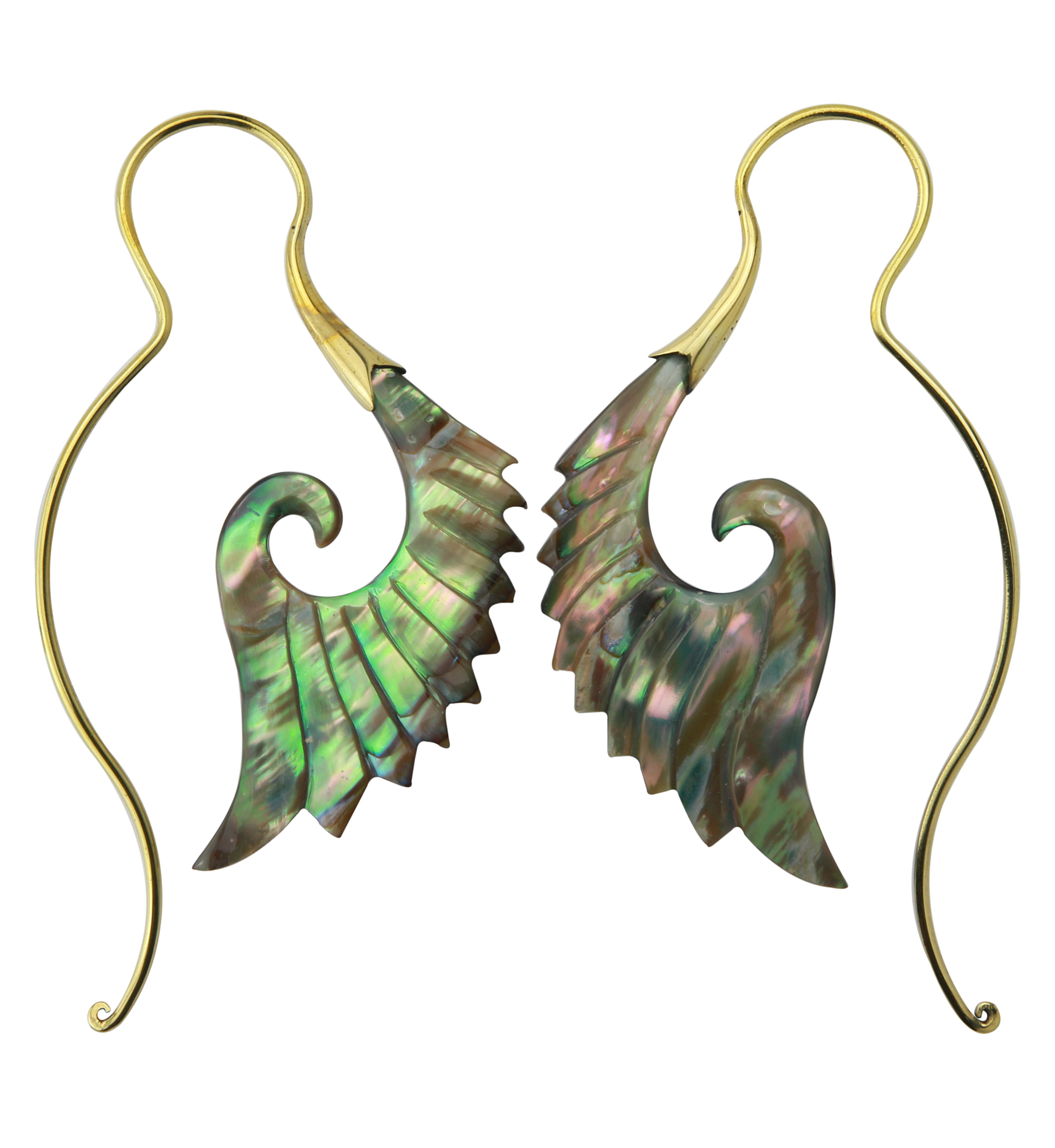 18G Cherub Wing Brass Abalone Hangers / Earrings