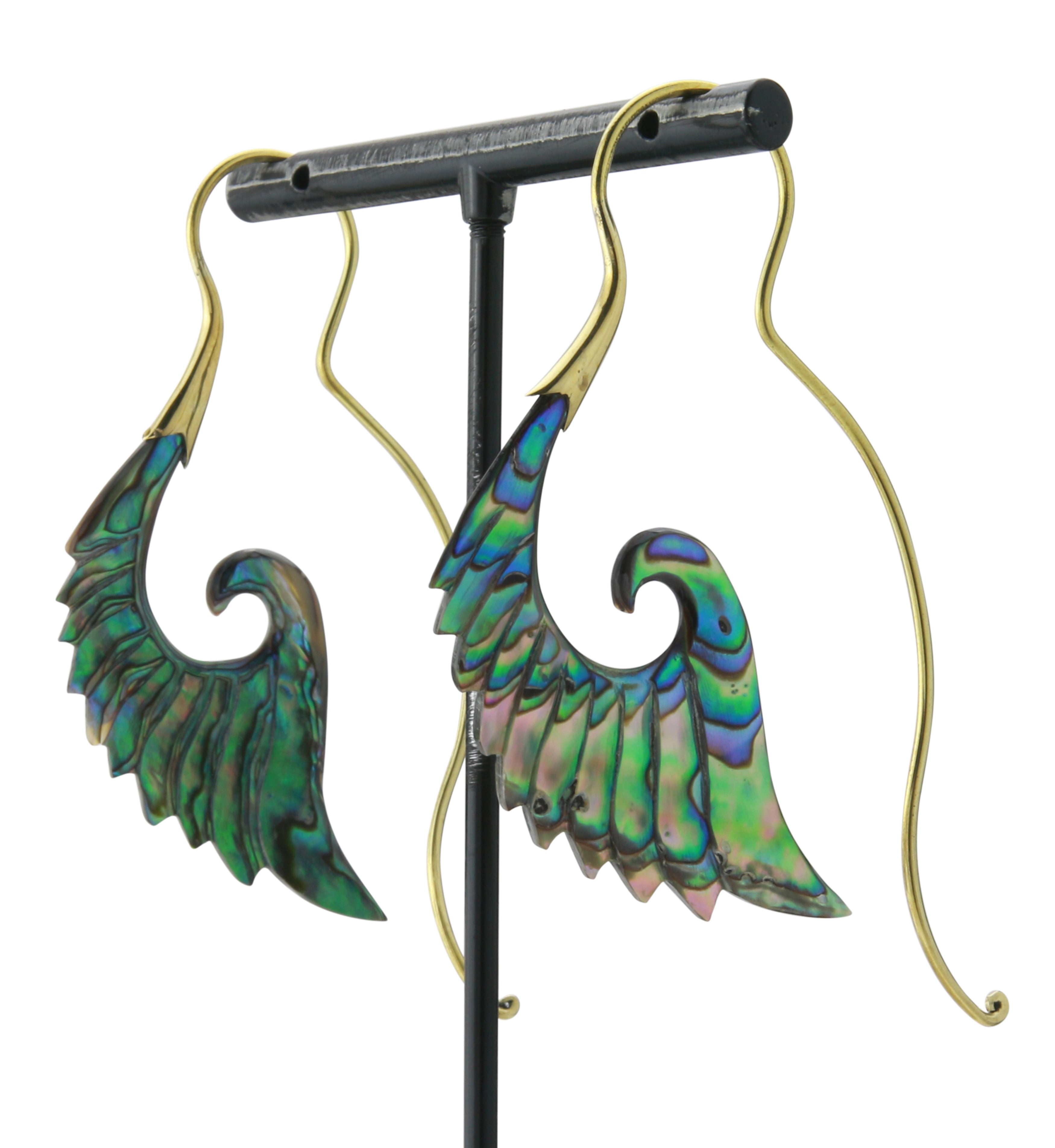 18G Cherub Wing Brass Abalone Hangers / Earrings