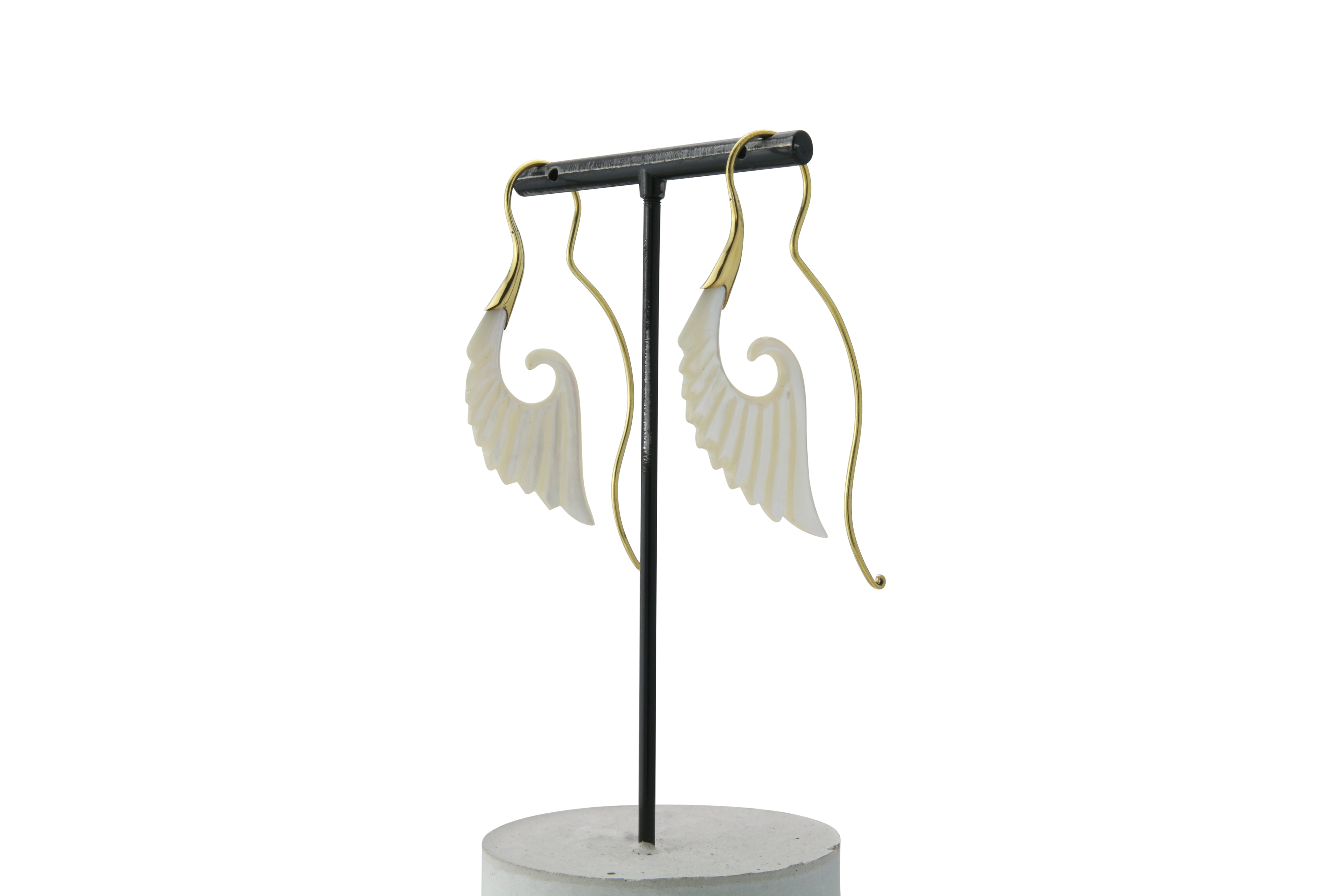 18G Cherub Wing Brass MOP Hangers / Earrings