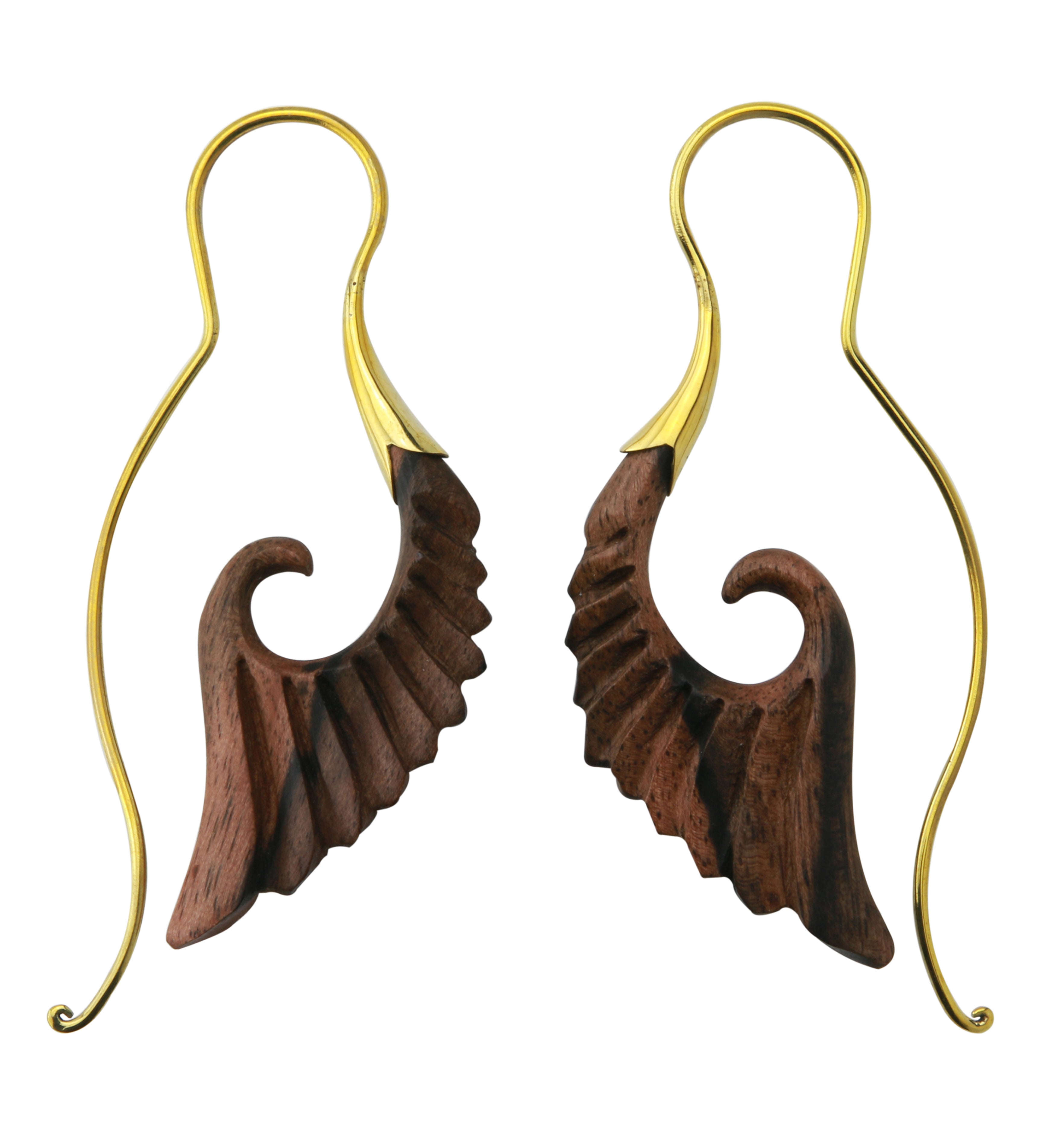 18G Cherub Wing Brass Wood Hangers / Earrings
