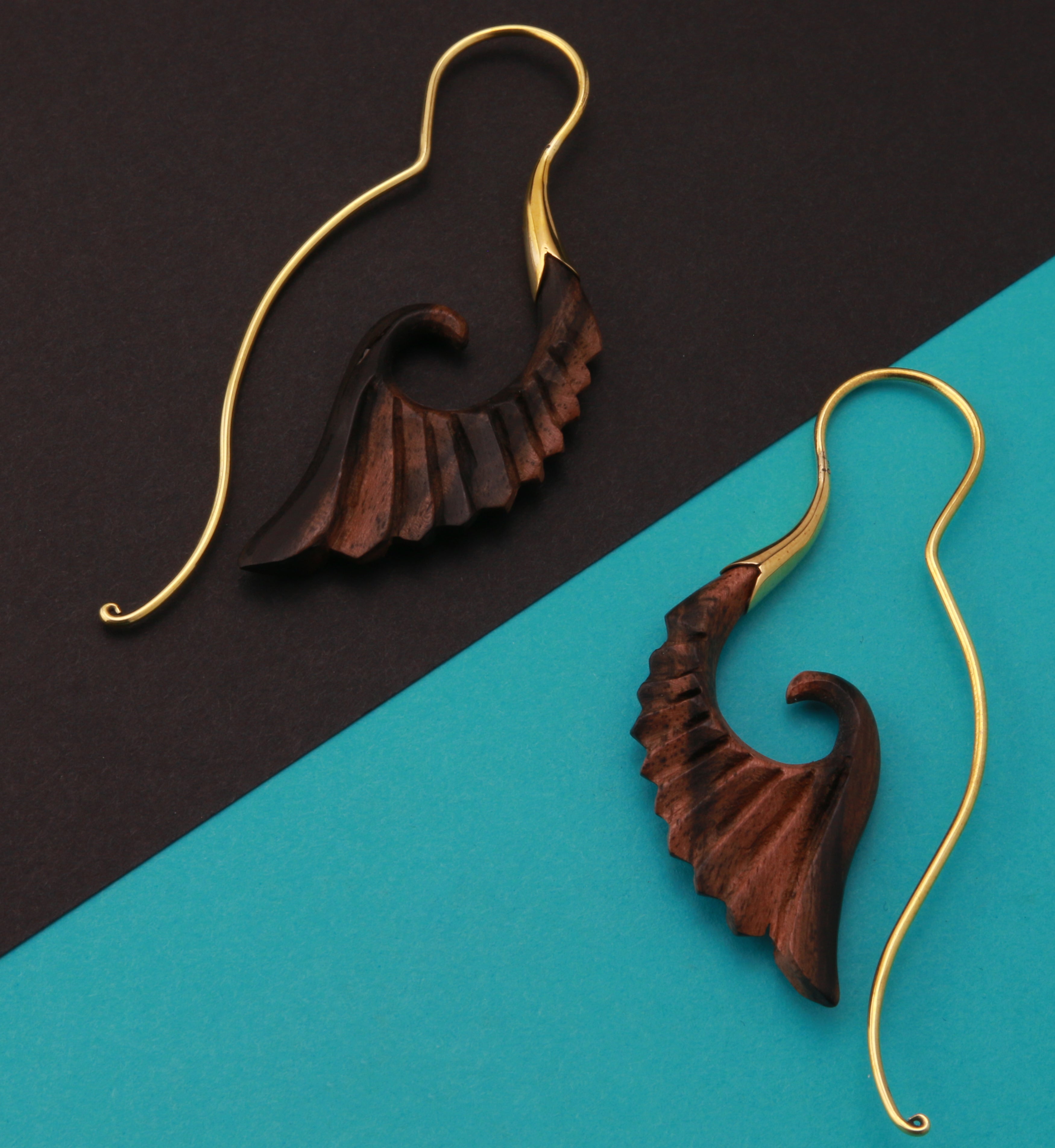 18G Cherub Wing Brass Wood Hangers / Earrings