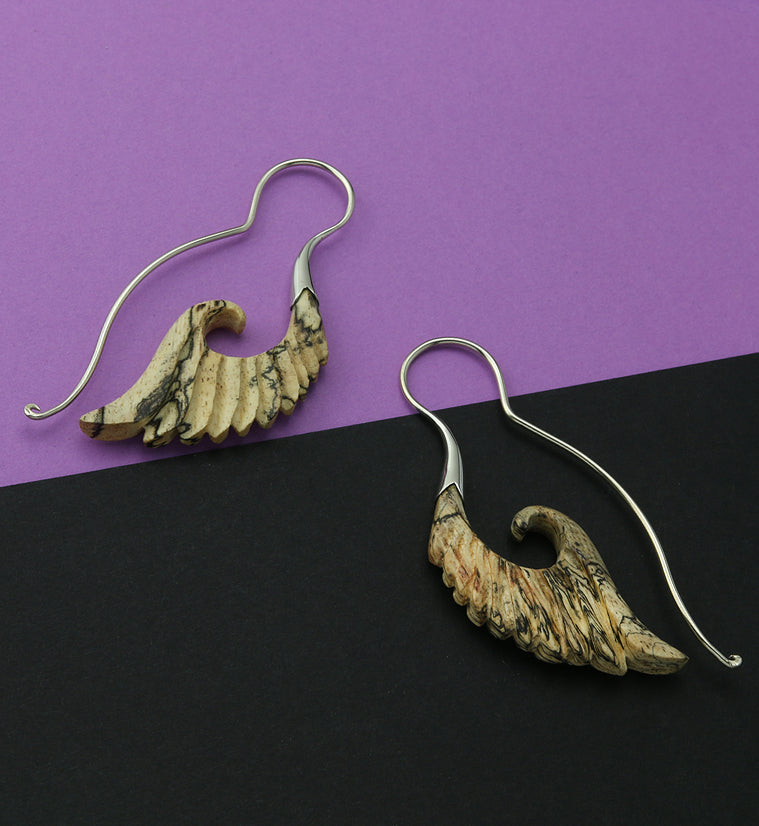 18G Cherub Wing White Brass Tamarind Wood Hangers / Earrings
