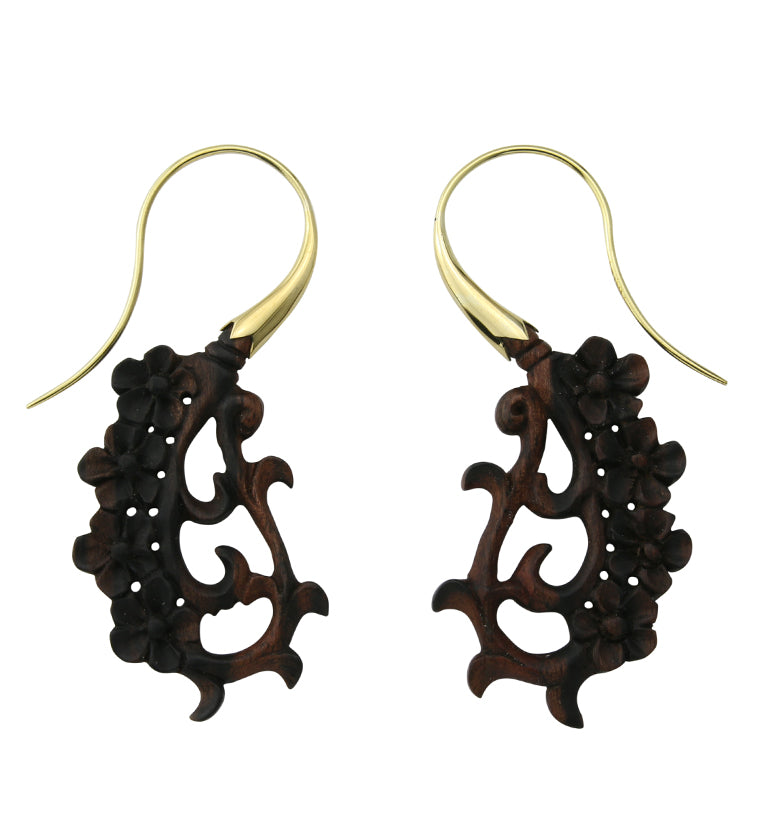 18G Floral Brass Wood Hangers / Earrings