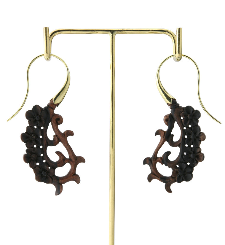 18G Floral Brass Wood Hangers / Earrings