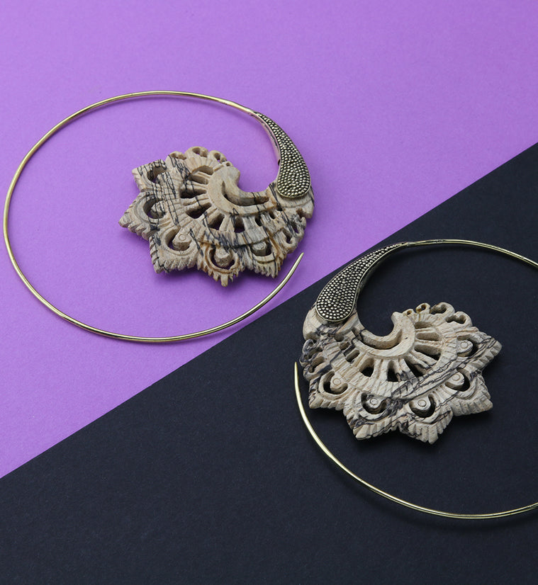 18G Florid Brass Tamarind Wood Hangers / Earrings