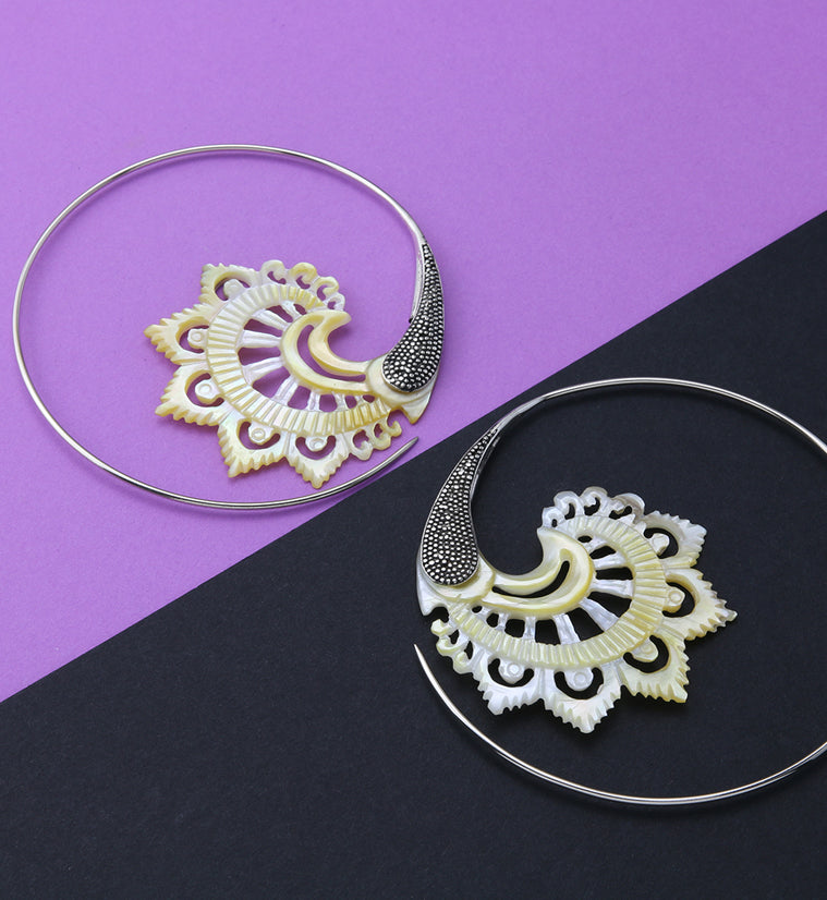 18G Florid White Brass MOP Hangers / Earrings