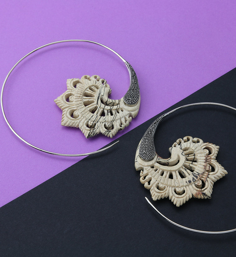 18G Florid White Brass Tamarind Wood Hangers / Earrings