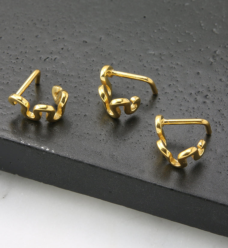 18G Gold PVD Squiggle Nose Curve
