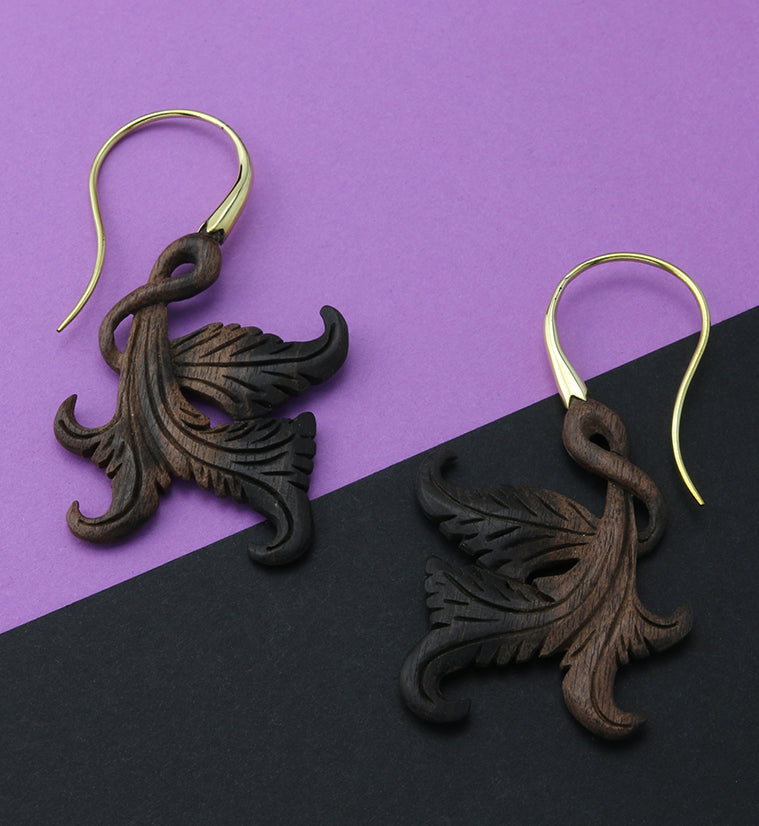 18G Opulent Brass Areng Wood Hangers / Earrings